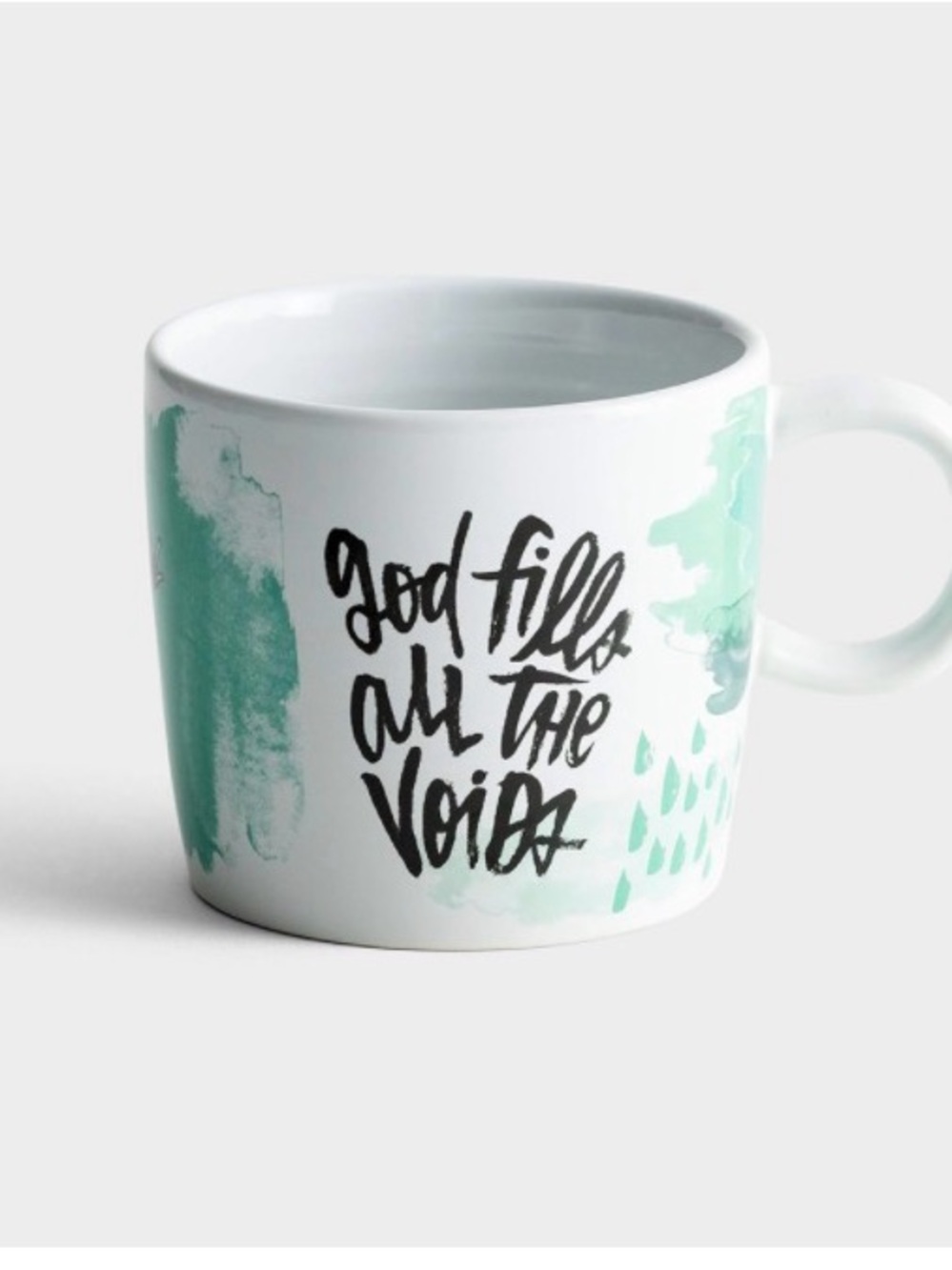 🔟 White Ceramic Mug with Mint Green Brushstroke and Black Inspirational Script